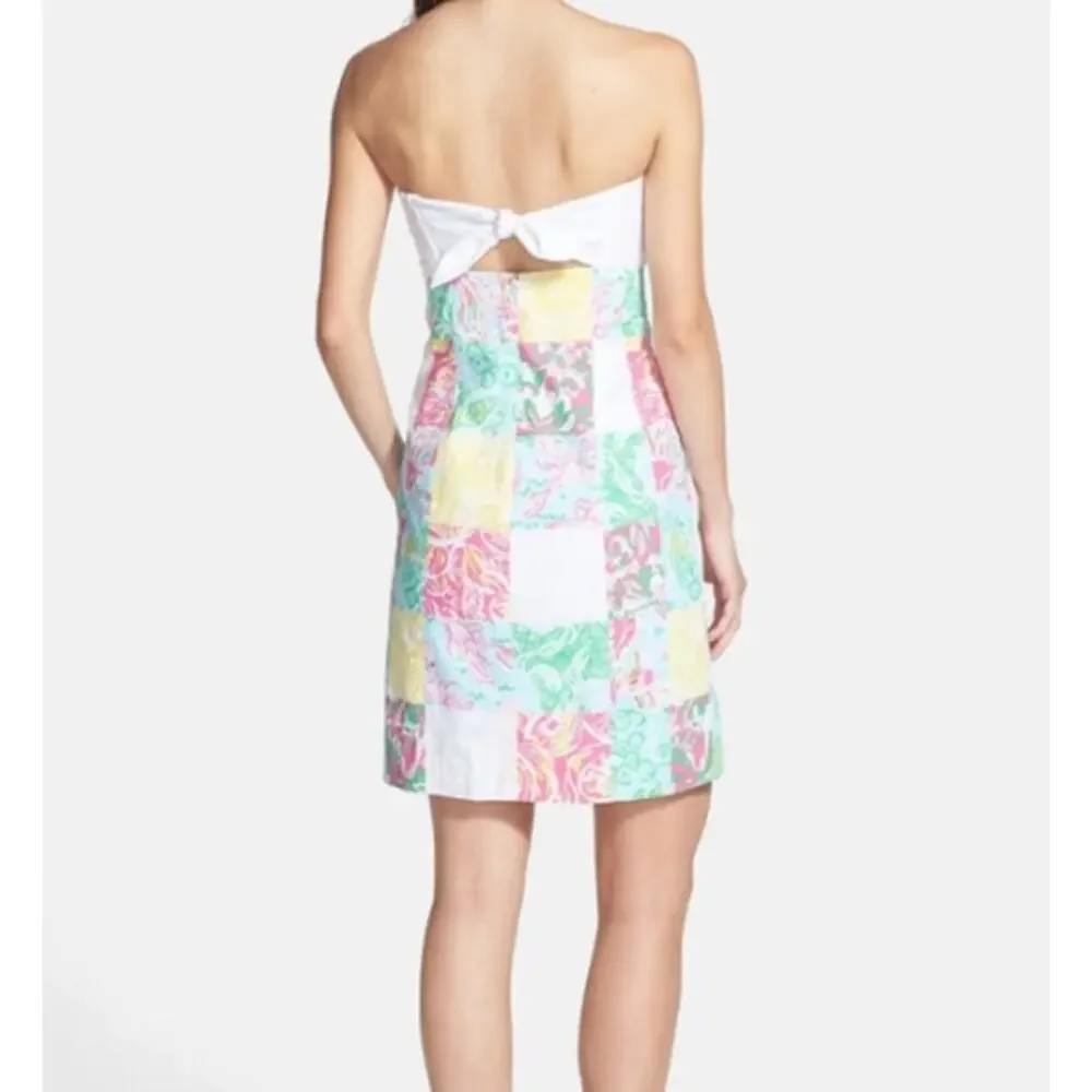Lilly Pulitzer Franco Strapless Patchwork Mini Dress Multi State  Mind Cotton 4 - Picture 2 of 9